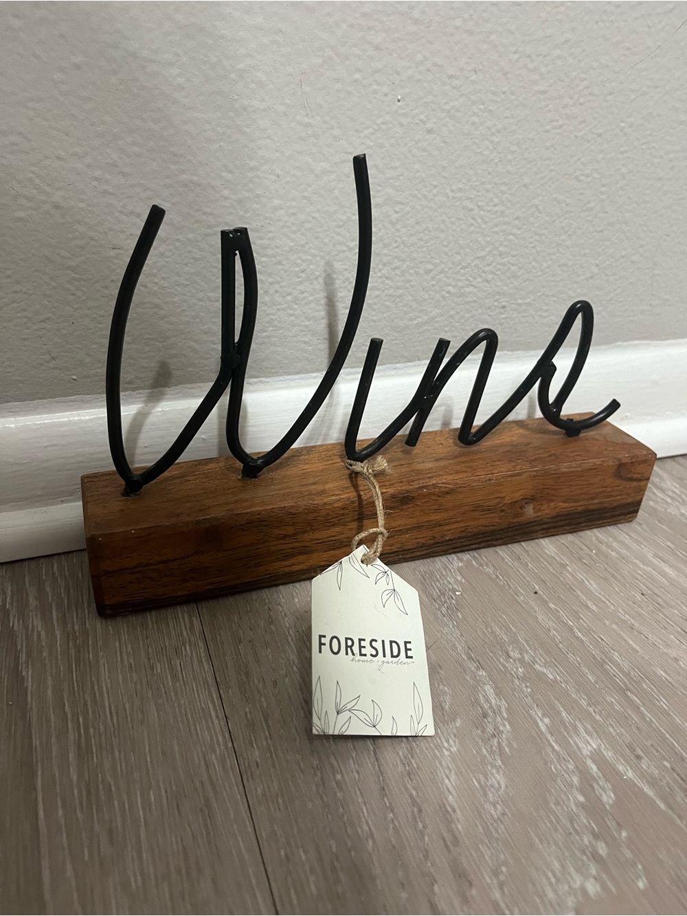 Wine Script Tabletop Sign with Wooden Base